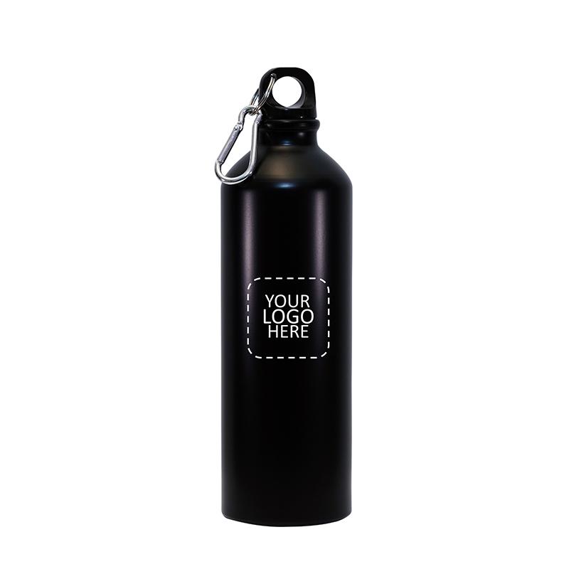 Black Aluminium Water Bottle With Cabiner Glossy Matt